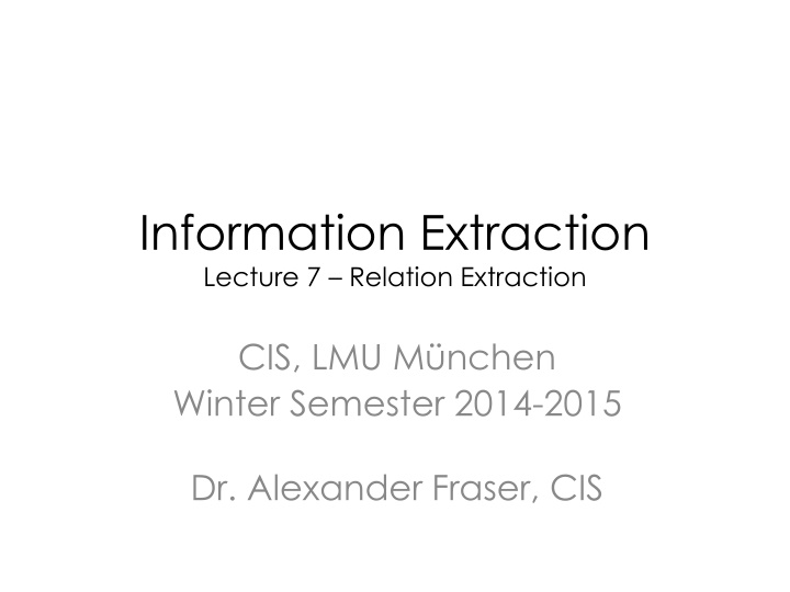 Information Extraction