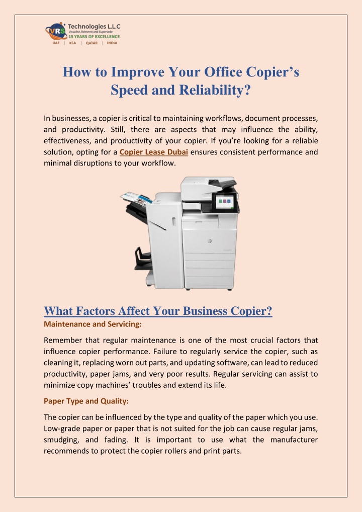 how to improve your office copier s speed n.w