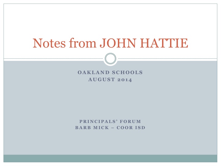 Notes from JOHN HATTIE