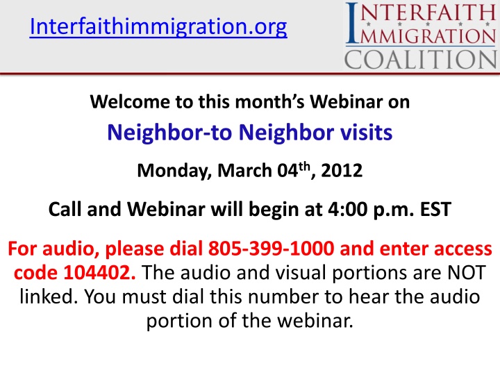 Interfaith Immigration Neighbor-to-Neighbor Visits Webinar