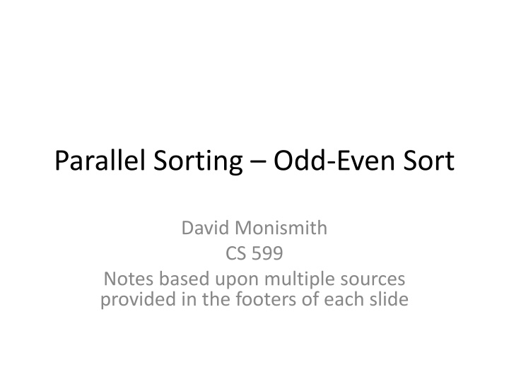 Odd-Even Sorting in CS: Understanding Monismith's Notes