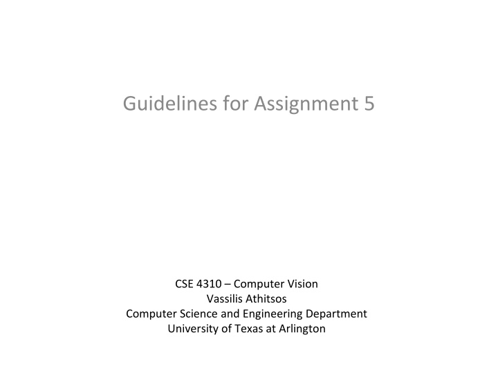 Guidelines for Assignment 5