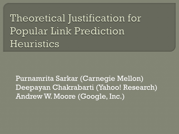 Purnamrita Sarkar, Deepayan Chakrabarti, and Andrew W. Moore's Collaborative Research