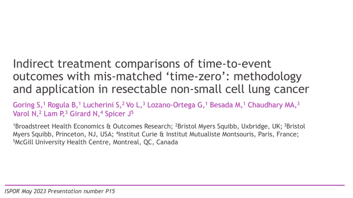Methodology for Indirect Treatment Comparisons of Time-to-Event Outcomes in Lung Cancer