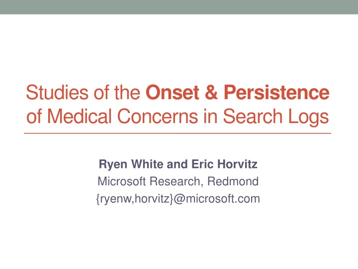 Studies on Medical Concerns in Search Logs