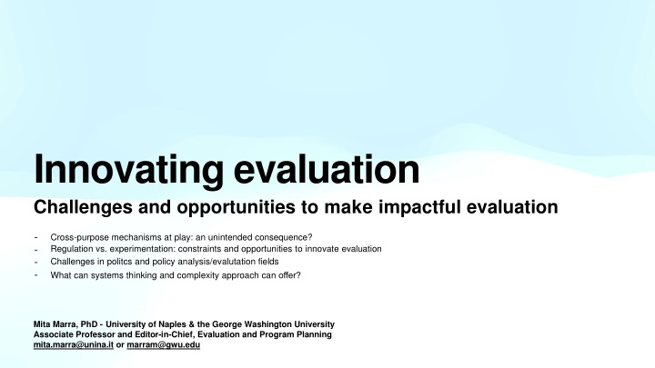 Innovating evaluation