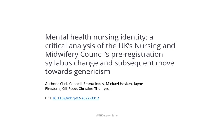Critical Analysis of UK Nursing Council's Pre-Registration Syllabus Change