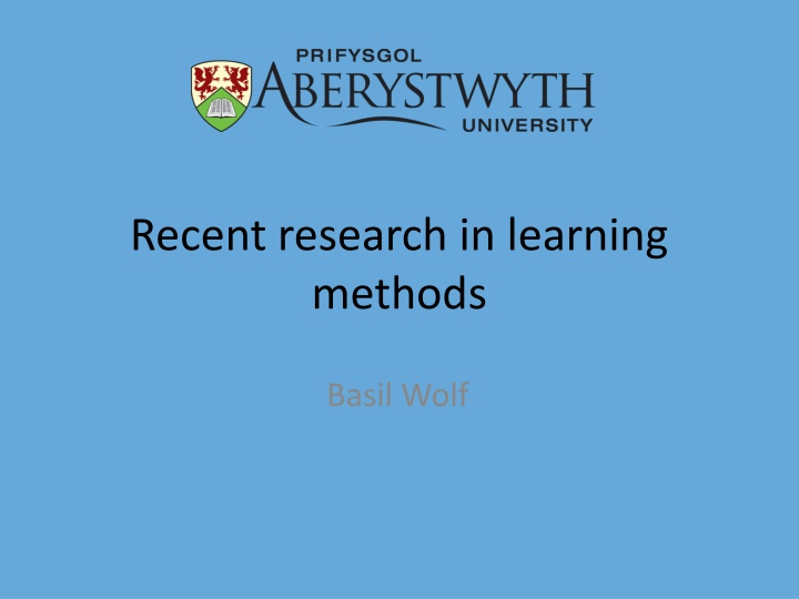 Recent Research in Learning Methods by Basil Wolf