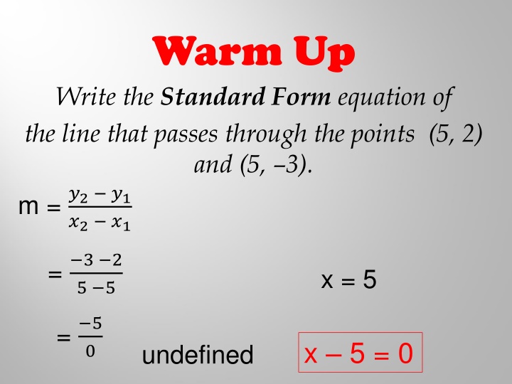 Equations of Lines: Standard Form and Slopes