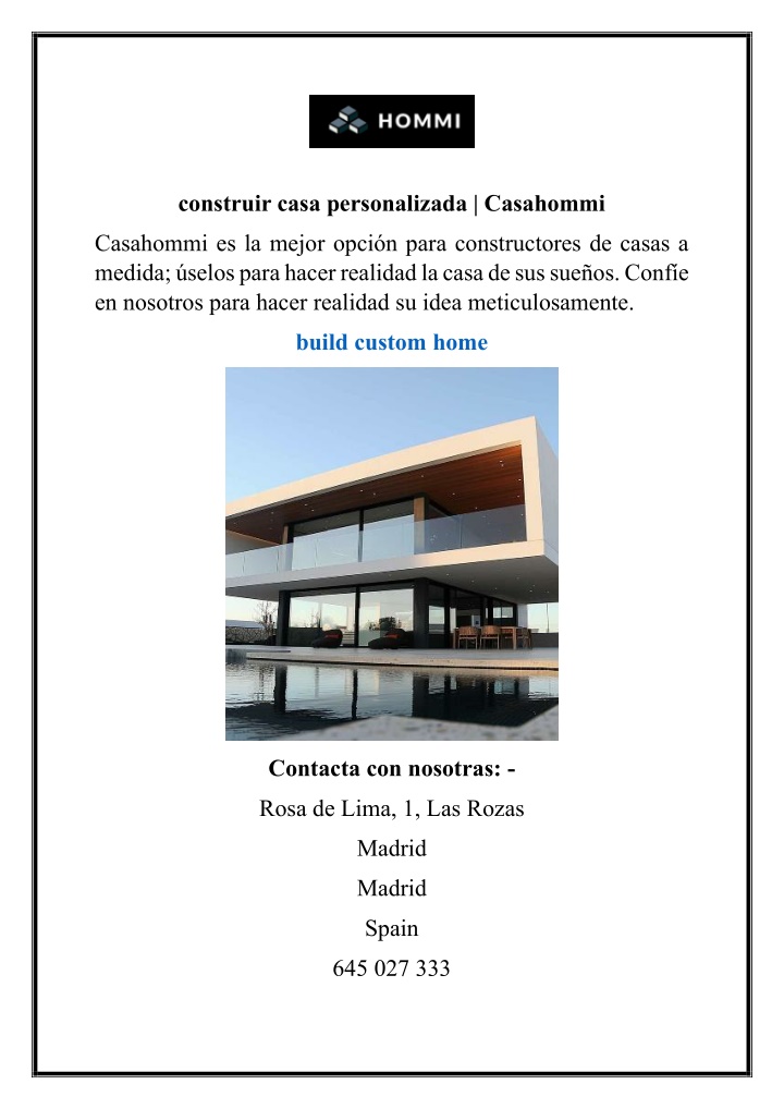 construir casa personalizada casahommi n.w