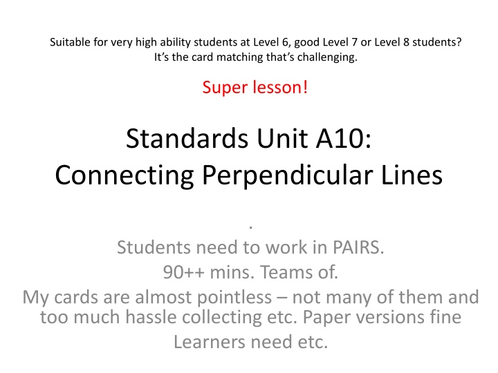 Challenging Card Matching Lesson for High-Achieving Students