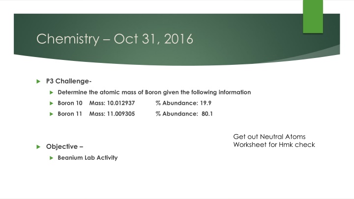 Determining Atomic Mass of Boron