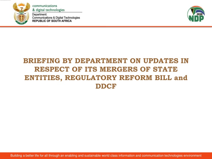 Updates on Department's Mergers & Regulatory Reforms