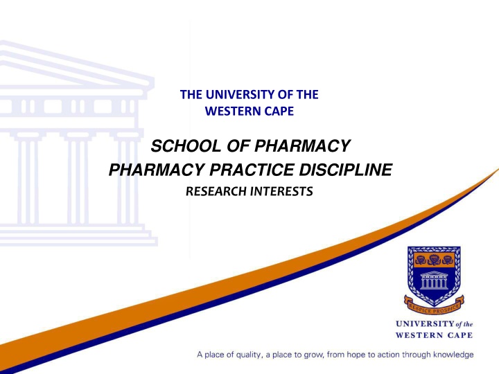 Research Interests and Staff Profiles in Pharmacy Practice Discipline