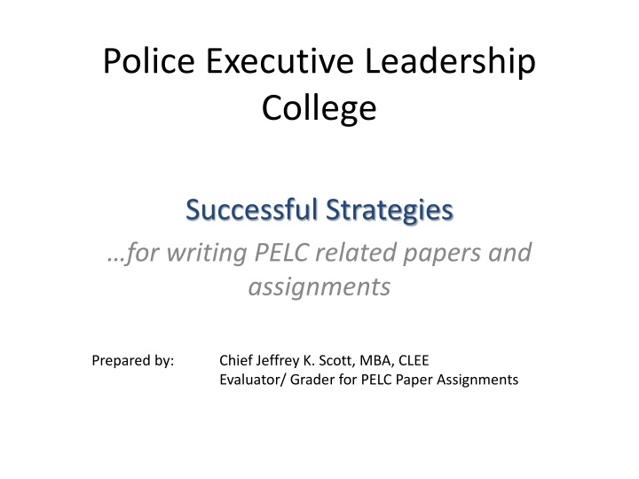 Successful Strategies for Writing PELC Papers and Assignments