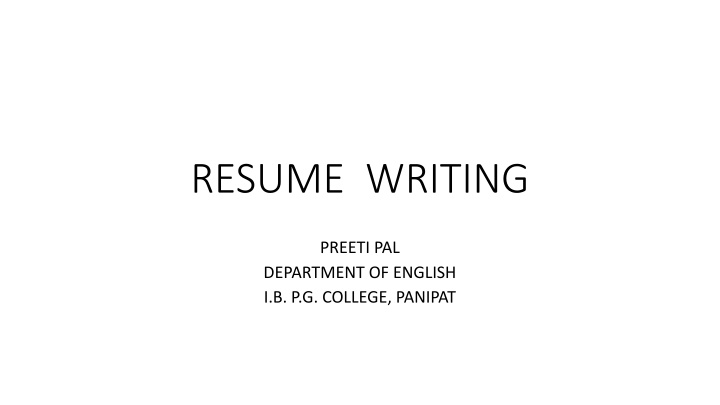 RESUME  WRITING