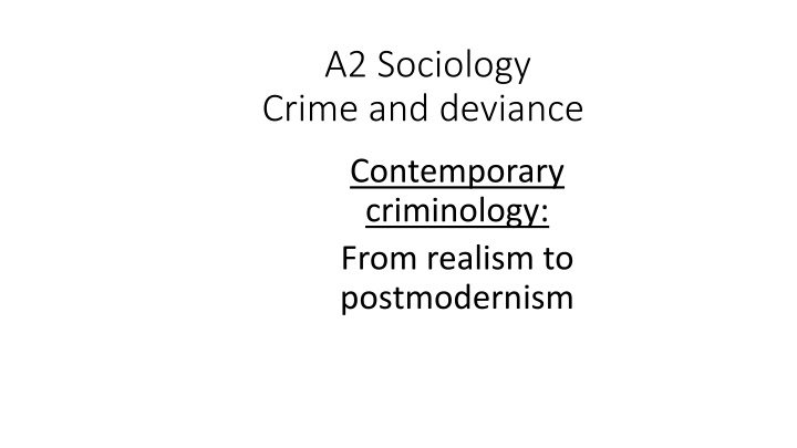 Contemporary Criminology: Realism to Postmodernism