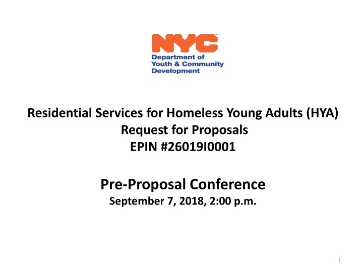 Residential Services for Homeless Young Adults (HYA) RFP