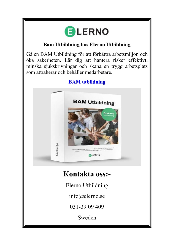 bam utbildning hos elerno utbildning n.w