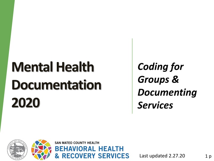Mental Health Documentation 2020: Coding and Group Services