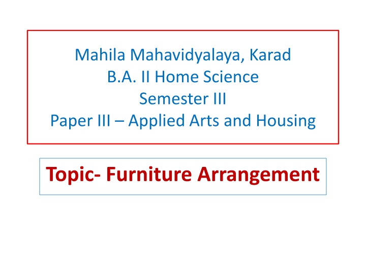 Furniture Arrangement in Interior Decoration