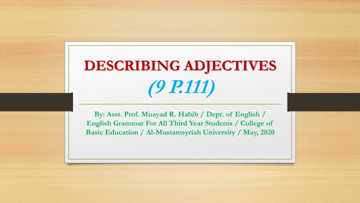 Describing Adjectives: Types and Examples