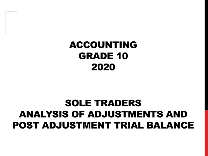 Analysis of Sole Traders Adjustments