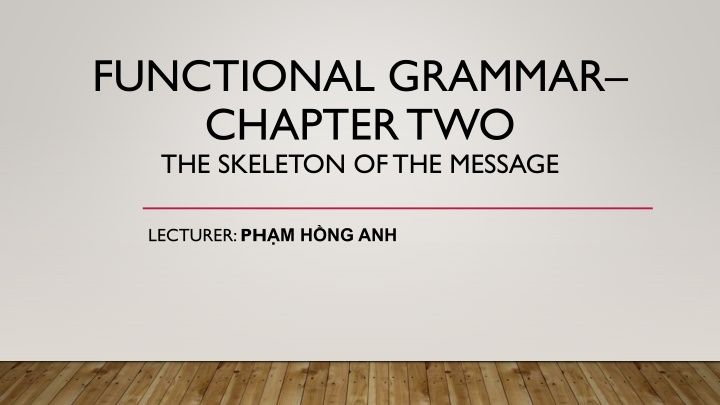 Syntactic Elements and Structures of the Clause
