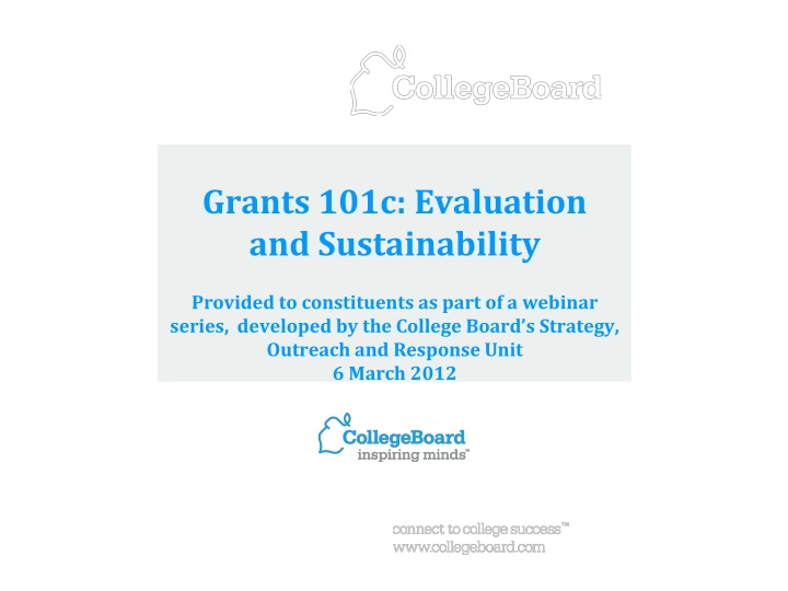 Grant Evaluation and Sustainability Webinar Overview