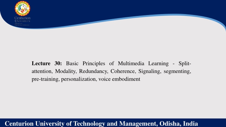 Principles of Multimedia Learning - Cognitive Theory, Redundancy, Coherence