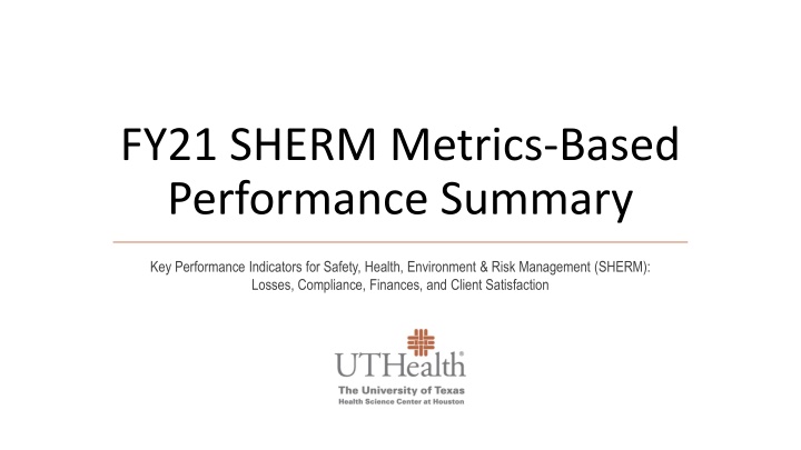 FY21 SHERM Metrics-Based Performance Summary KPIs for Safety, Health, Environment & Risk Management