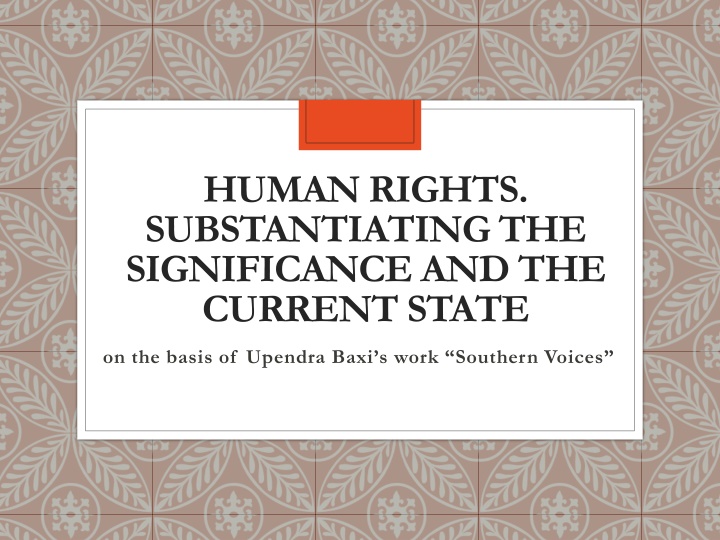 Significance of Human Rights in Upendra Baxi's Work