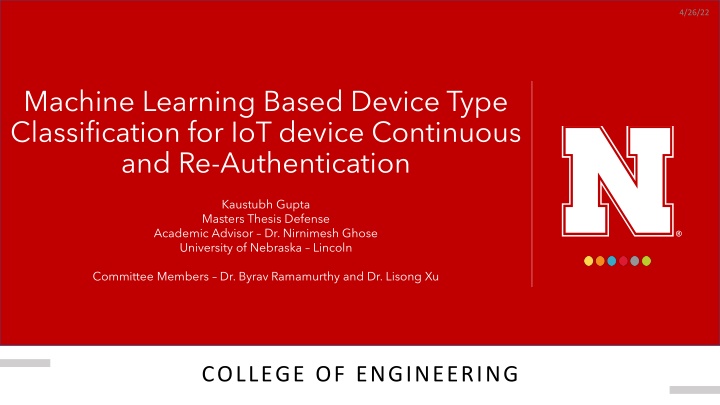 Machine Learning Based Device Type  Classification for IoT device Continuous  and Re-Authentication