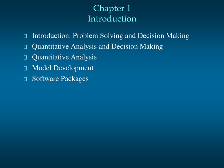 Introduction to Quantitative Decision Making