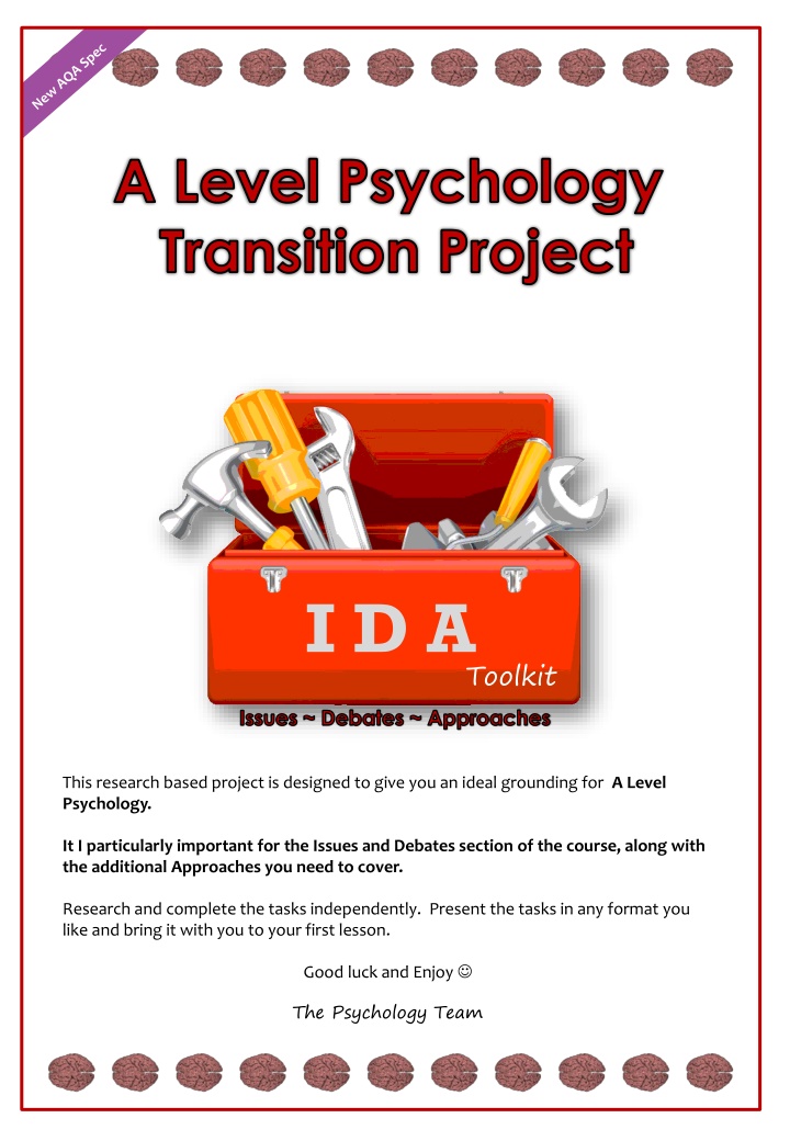A-Level Psychology Transition Project: Issues, Debates, Approaches