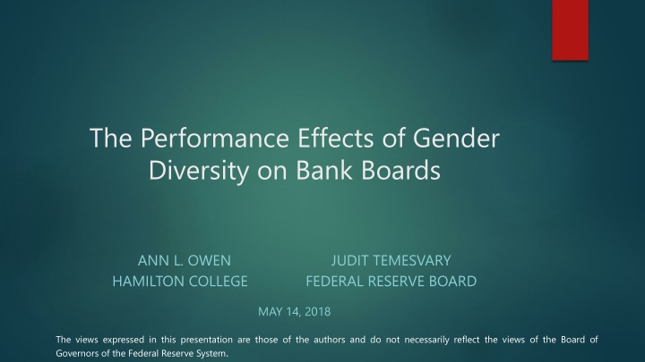 Gender Diversity Impact on Bank Performance