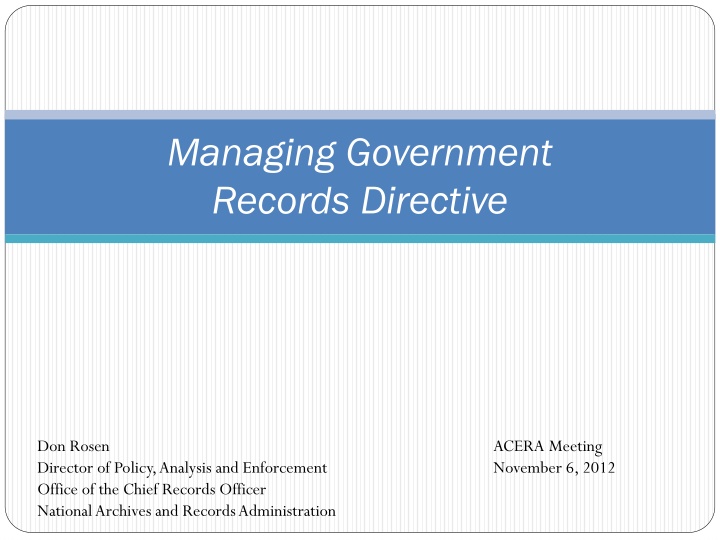 Modernizing Federal Records Management for Open Government
