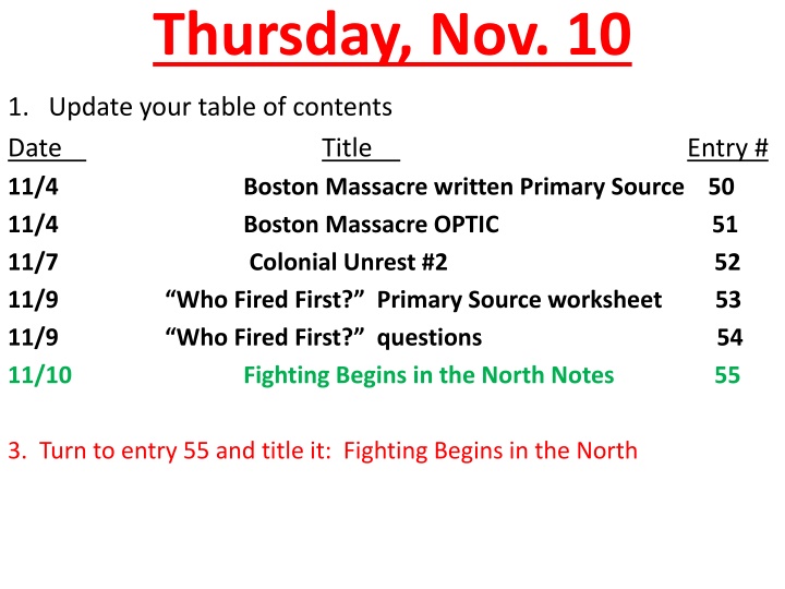 Fighting Begins in the North: War Begins with Lexington and Concord