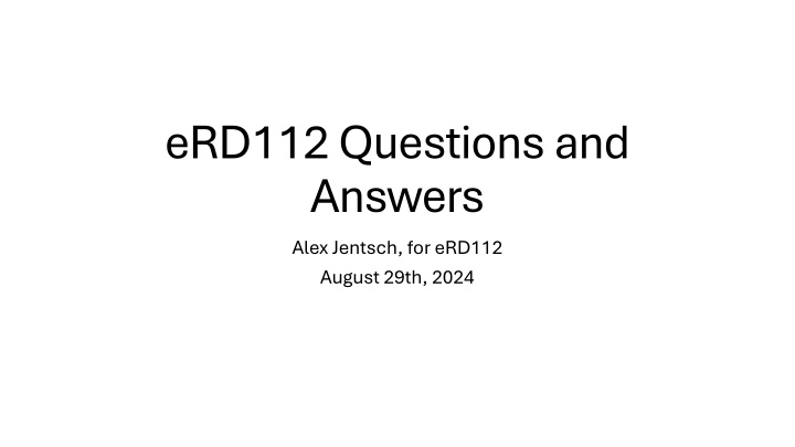 Progress in Sensor Development & Collaboration for eRD112 Project