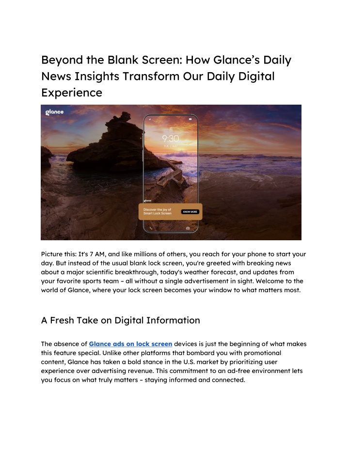 beyond the blank screen how glance s daily news n.w
