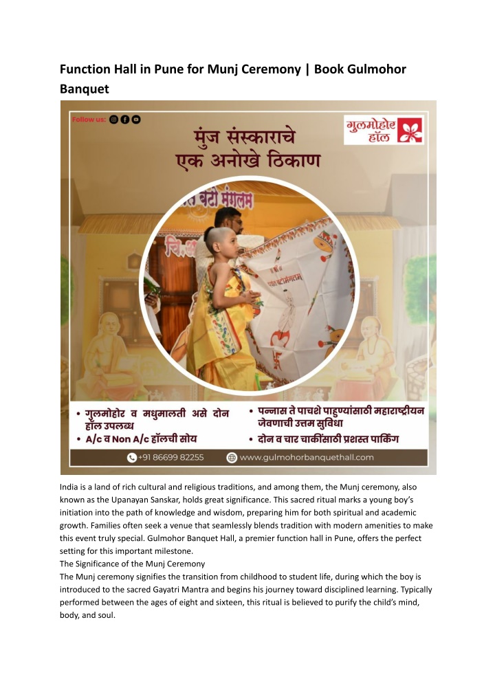 function hall in pune for munj ceremony book n.w