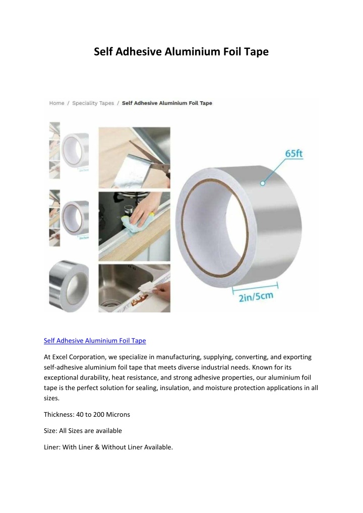 self adhesive aluminium foil tape n.w