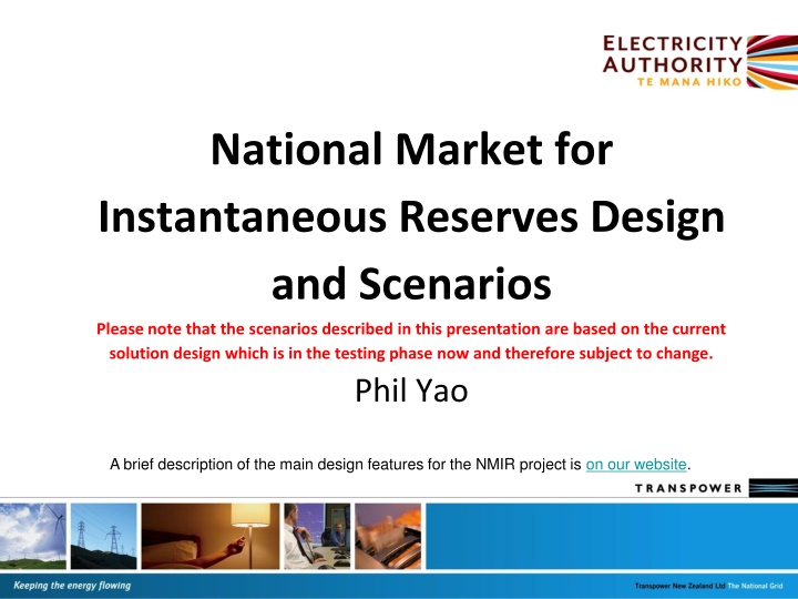 National Market for Instantaneous Reserves Design Features