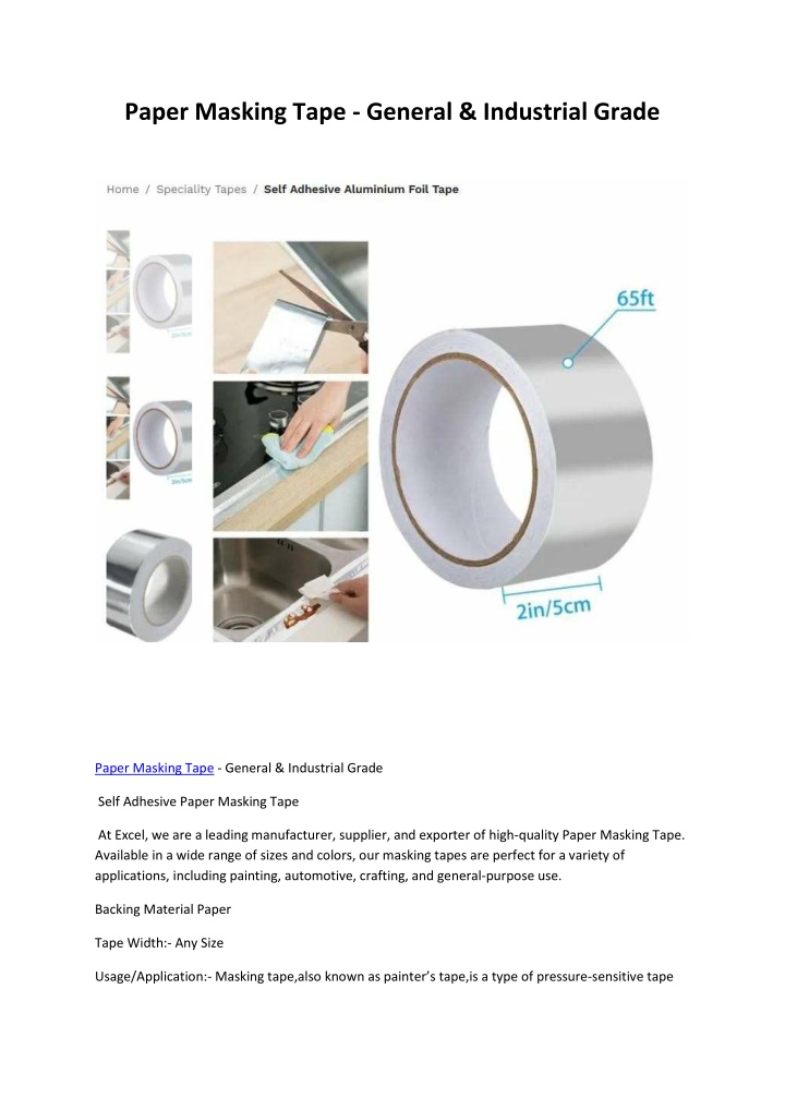 paper masking tape general industrial grade n.w