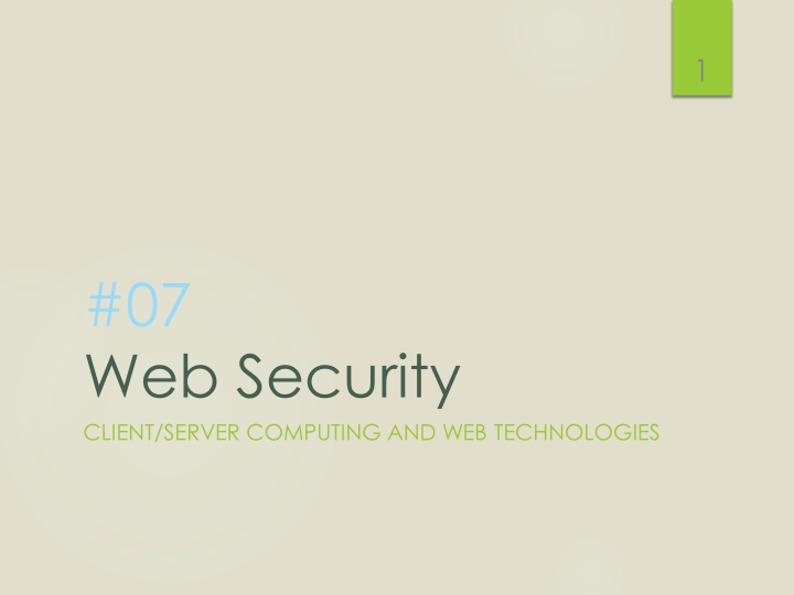 Secure Web Technologies Overview