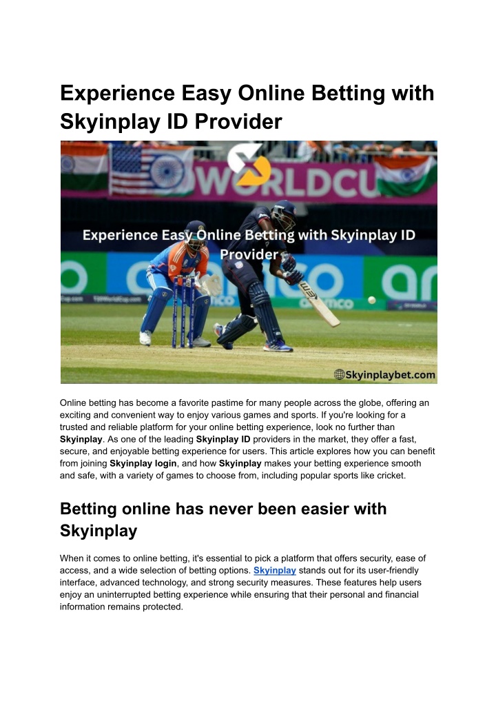 experience easy online betting with skyinplay n.w