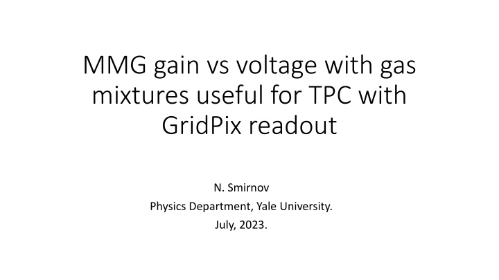 MMG Gain vs. Voltage with Gas Mixtures