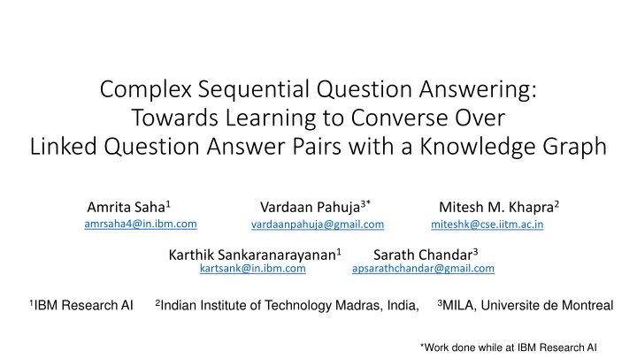 Complex Sequential QA with Knowledge Graph