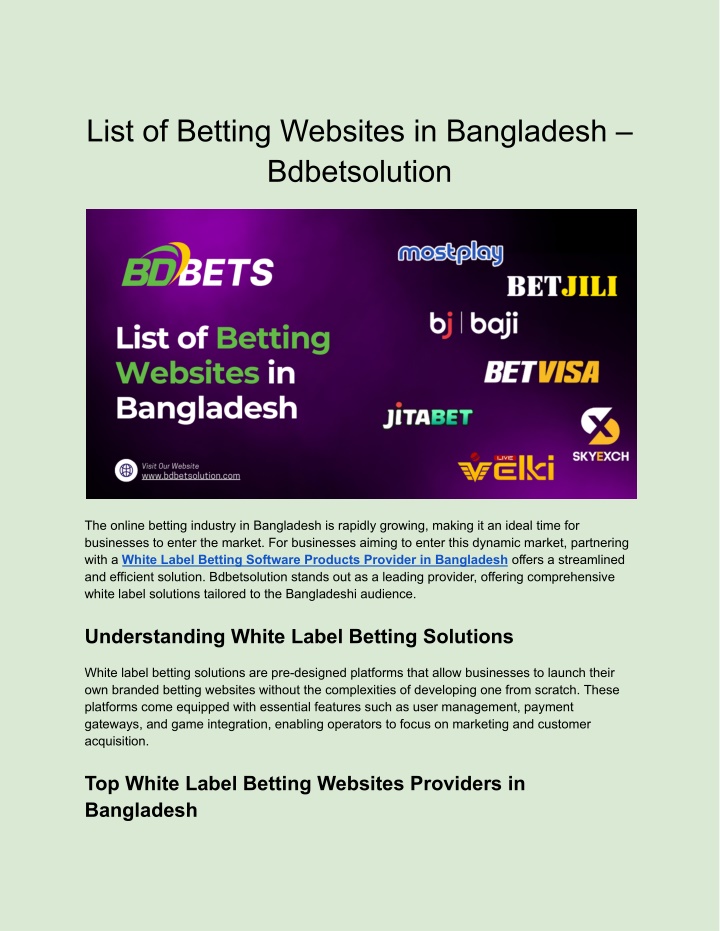 list of betting websites in bangladesh n.w