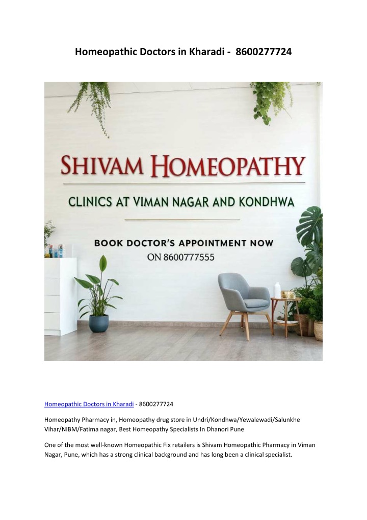 homeopathic doctors in kharadi 8600277724 n.w